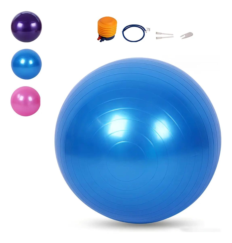 PELOTA PARA YOGA Y PILATES CON INFLADOR DE 55 CM EN COLOR AZUL - 2