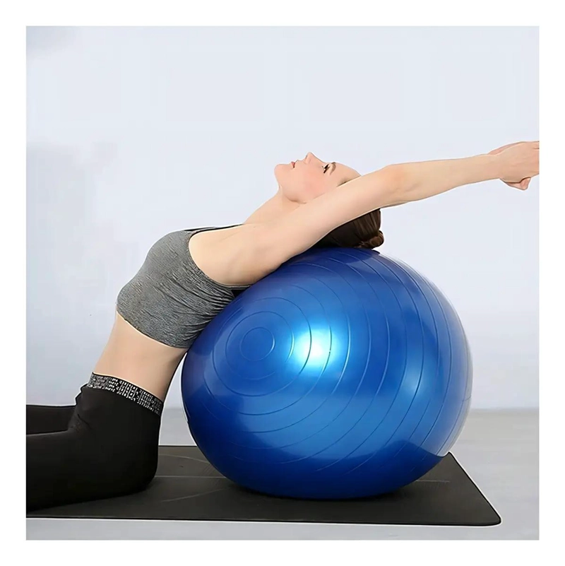 PELOTA PARA YOGA Y PILATES CON INFLADOR DE 55 CM EN COLOR AZUL - 4