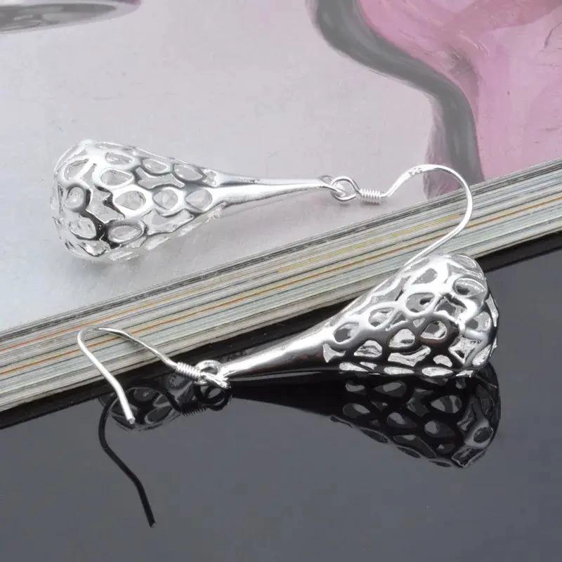 PENDIENTES DE PLATA 925 CON DISEÑO DE GOTA PARA MUJER - 5