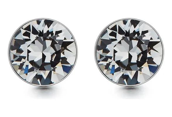 AROS PARA MUJER EN PLATA ITALIANA CON CRISTALES NEGROS - 1