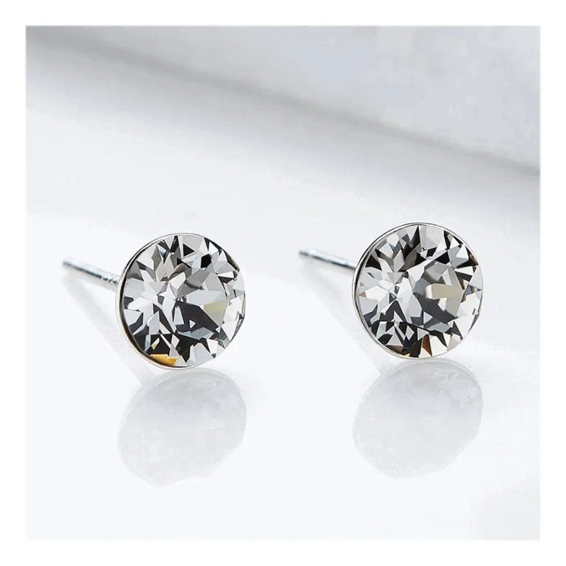AROS PARA MUJER EN PLATA ITALIANA CON CRISTALES NEGROS - 2