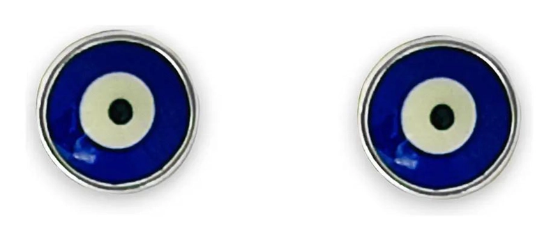 AROS CON OJO TURCO DE CRISTAL AZUL Y PLATA FINA 925 DE 7MM - 1
