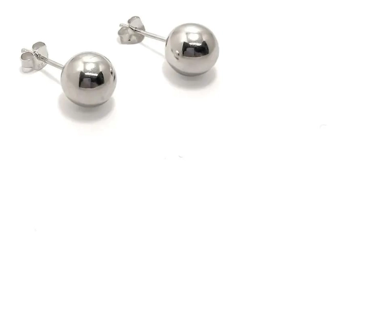 AROS DE PLATA FINA 925 CON DISEÑO DE BOLA DE 9 MM - 1