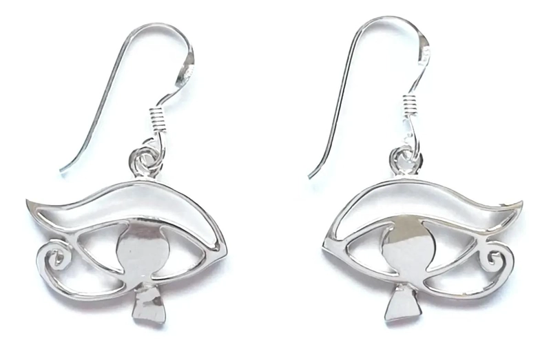 AROS COLGANTES CON DISEÑO OJO DE HORUS EN PLATA FINA 925 - 1