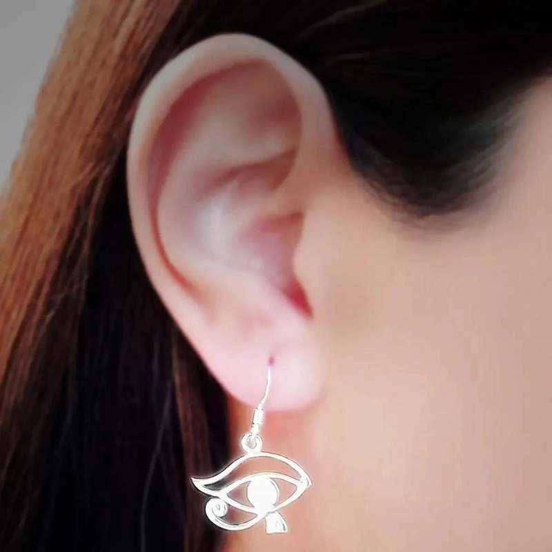 AROS COLGANTES CON DISEÑO OJO DE HORUS EN PLATA FINA 925 - 2