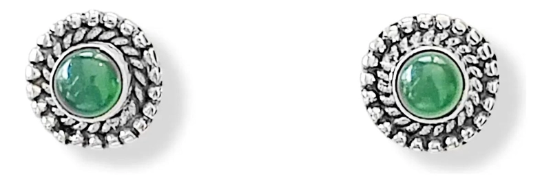 AROS DE ONIX VERDE CON PLATA FINA 925 PARA MUJER - 1