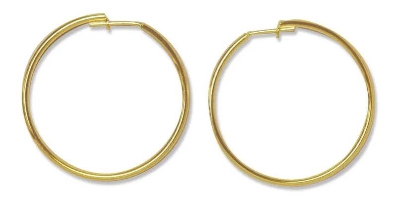 AROS ARGOLLA MEDIANA DE 35 MM CON BAÑO DE ORO 18K - 1