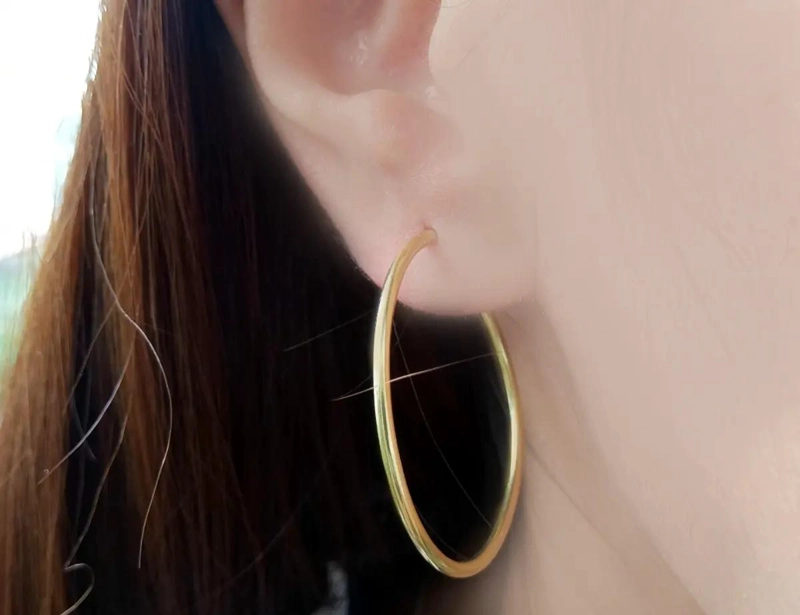 AROS ARGOLLA MEDIANA DE 35 MM CON BAÑO DE ORO 18K - 2