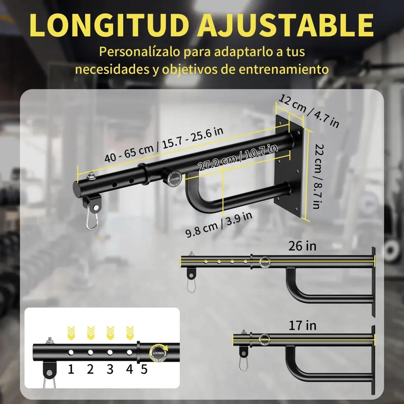 SOPORTE ESTIRABLE PARA SACO DE BOXEO COLGANTE EN PARED CAPACIDAD 150KG - 2