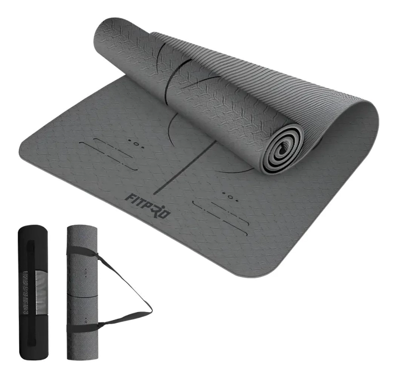 MAT DE YOGA ECOLOGICO DE 6MM CON GUIAS Y DOBLE COLOR INCLUYE BOLSO Y CORREA - 1