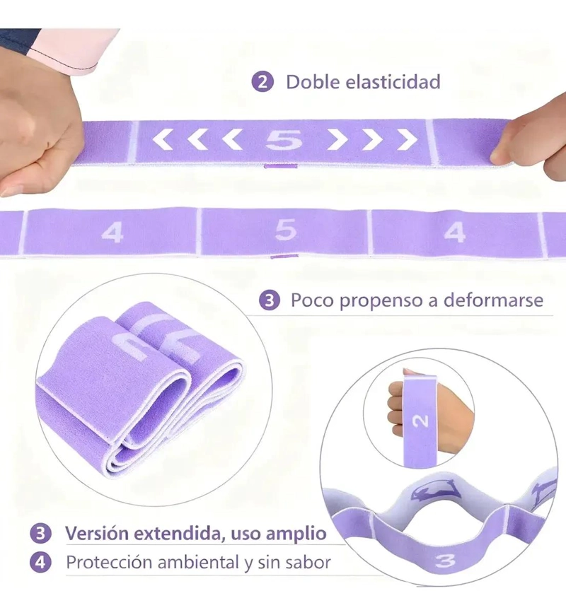 PACK DE 2 BANDAS ELASTICAS PARA YOGA Y EJERCICIOS DE RESISTENCIA - 4