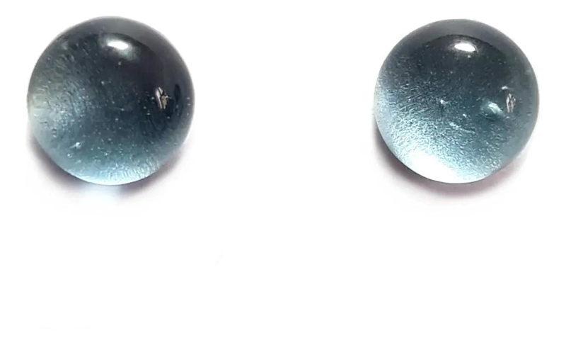 AROS DE MEDIA BOLA COLOR CELESTE DE 9MM EN PLATA FINA 925 - 1