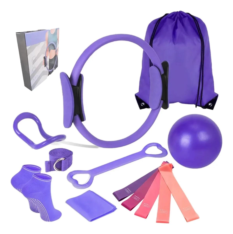SET COMPLETO DE BANDAS ELASTICAS Y ANILLO PARA YOGA Y PILATES - 1