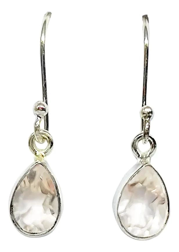 AROS DELICADOS DE CUARZO BLANCO CON DISEÑO FINO EN PLATA 925 - 1