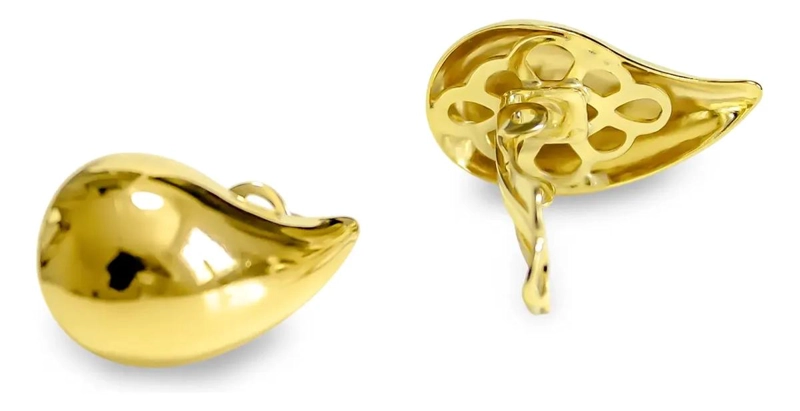 AROS TIPO GOTA CON CIERRE CLIP ENCHAPADOS EN ORO 18K ELEGANTES Y DURADEROS - 2