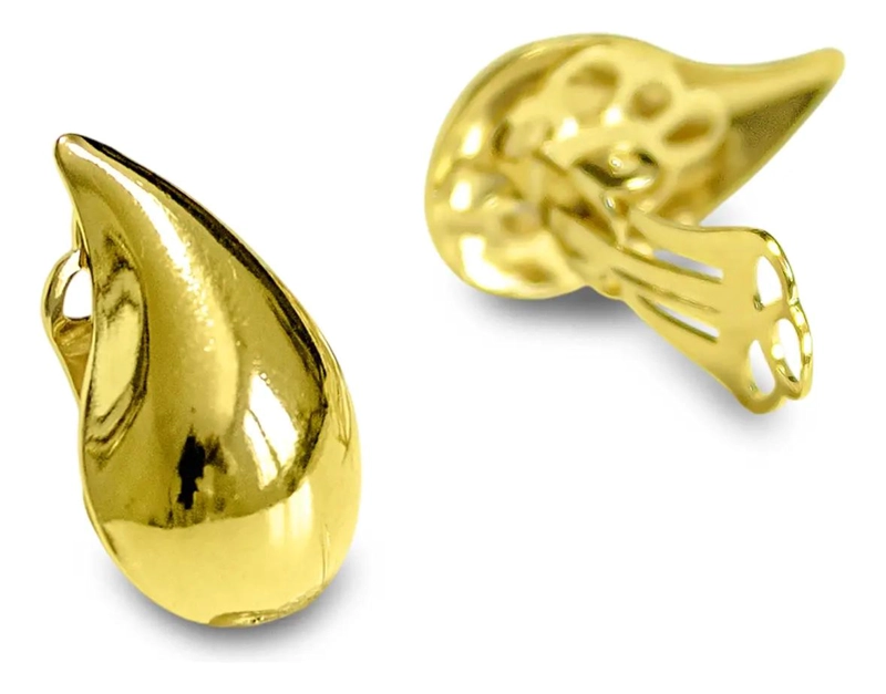 AROS TIPO GOTA CON CIERRE CLIP ENCHAPADOS EN ORO 18K ELEGANTES Y DURADEROS - 3