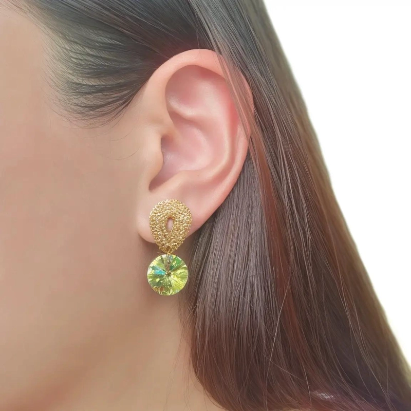 AROS CON CRISTAL AUSTRIACO AURORE BOREALE Y BAÑO EN ORO 18K - 3