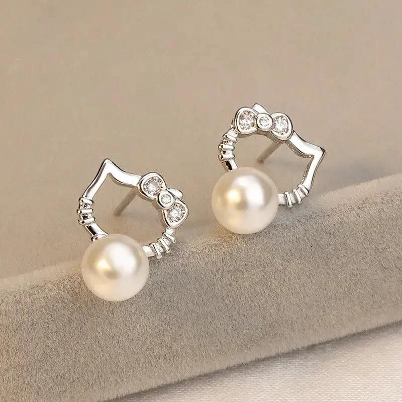 PENDIENTES ELEGANTES DE PLATA 925 CON DISEÑO DE GATO PARA MUJER - 4