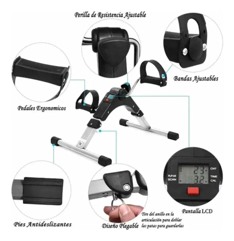 PEDALERA PLEGABLE PARA EJERCICIO CON PANTALLA LCD Y FUNCION DE REHABILITACION - 5