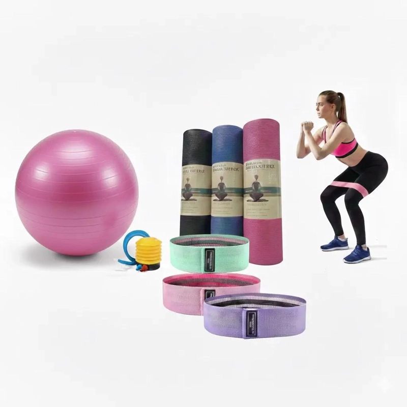 KIT COMPLETO PARA PILATES CON PELOTA DE 65 CM, MAT Y BANDAS ELASTICAS - 1