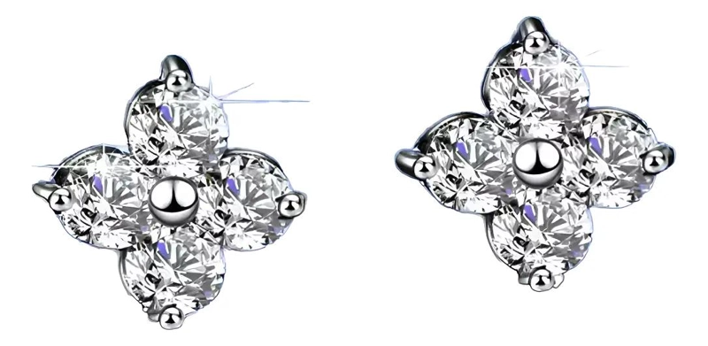 AROS DE PLATA 925 CON MOISSANITAS VVS1 DE 0.4 CT EN DISEÑO FLORAL - 1