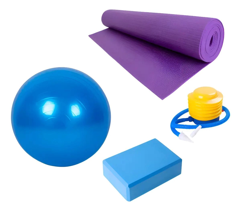 KIT COMPLETO PARA YOGA CON PELOTA DE 75 CM, INFLADOR, MAT Y LADRILLO - 2