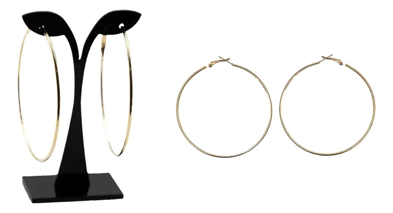 JUEGO DE 12 PARES DE AROS ARGOLLAS DORADAS DE FANTASIA DE 70 MM - 2