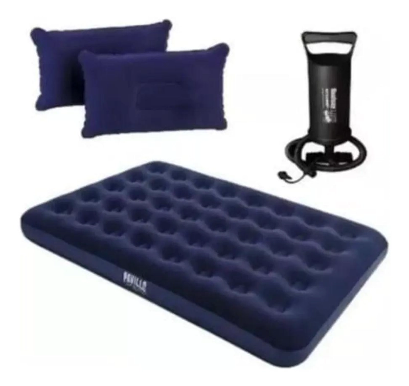 COLCHON INFLABLE PARA DOS PERSONAS CON INFLADOR MANUAL Y DOS ALMOHADAS - 2