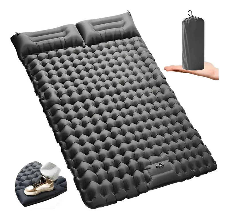 COLCHON INFLABLE DOBLE ULTRALIGERO PARA ACAMPAR Y DORMIR - 1