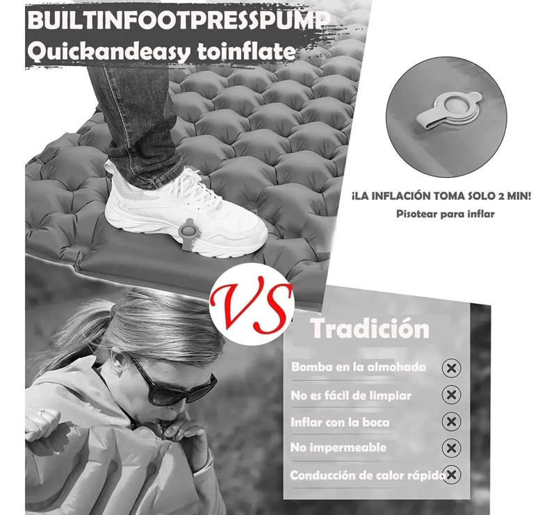 COLCHON INFLABLE DOBLE ULTRALIGERO PARA ACAMPAR Y DORMIR - 5