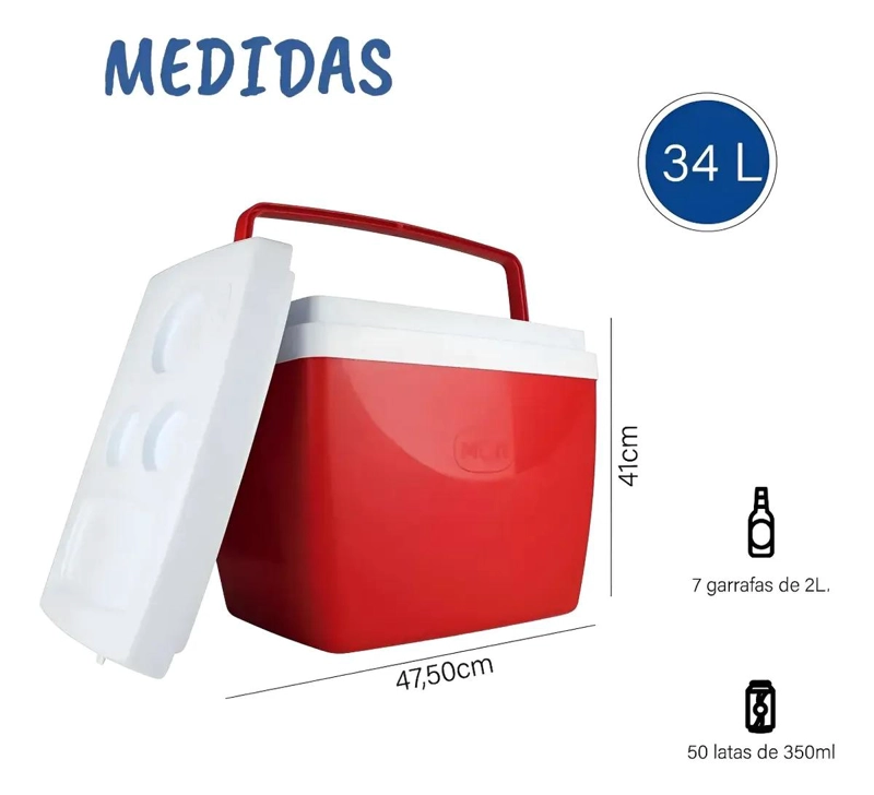 COOLER TE RMICO PORTATIL CON CAPACIDAD DE 34 LITROS PARA 50 LATAS - 2