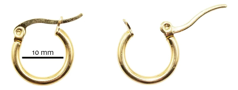 AROS ARGOLLA DE ACERO QUIRURGICO DORADO DE 10 MM EN PAR - 3