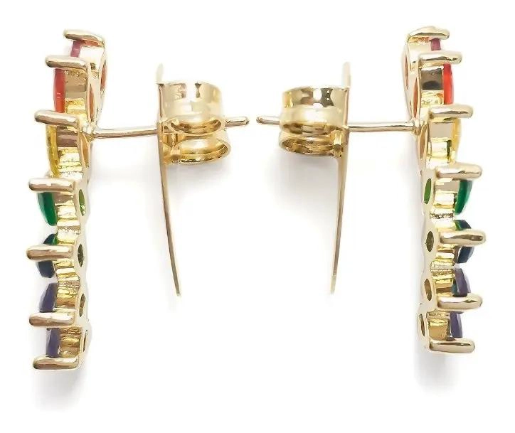 AROS TREPADORES CON CIRCONES MULTICOLOR ENCHAPADOS EN ORO 18K - 2