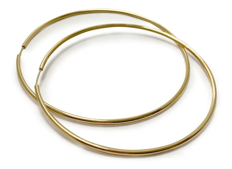 AROS ARGOLLA GRANDES DE 75 MM CON ACABADO ENCHAPADO EN ORO 18K - 1
