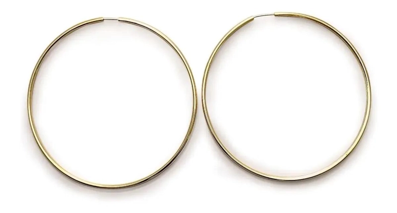 AROS ARGOLLA GRANDES DE 75 MM CON ACABADO ENCHAPADO EN ORO 18K - 2
