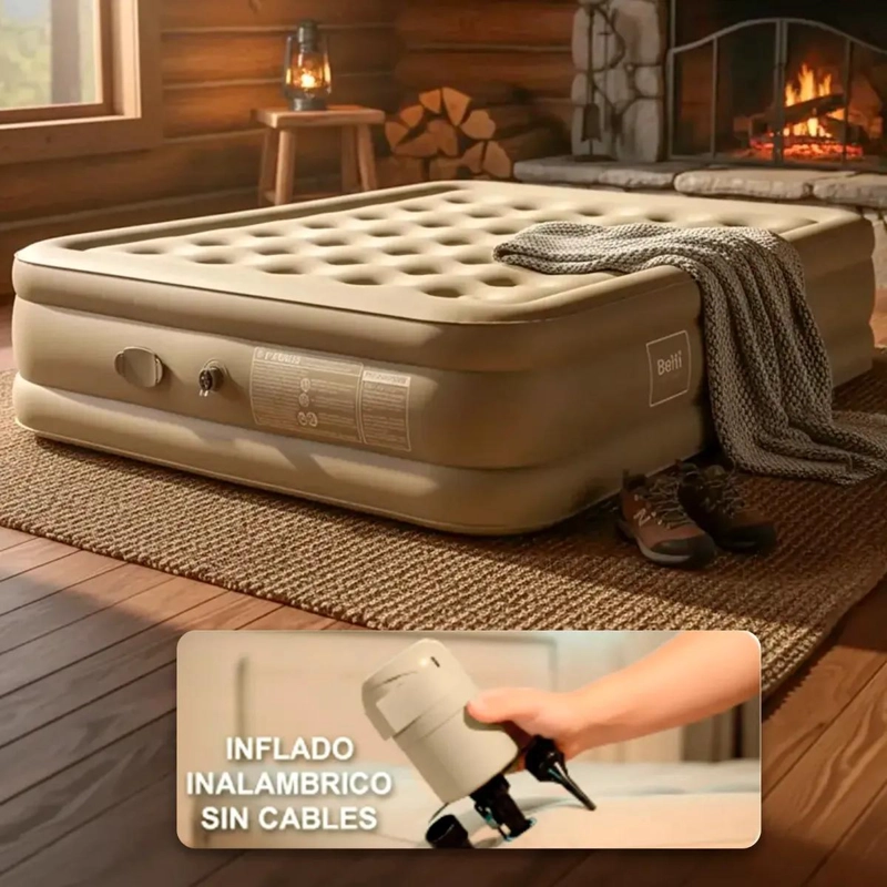 COLCHON INFLABLE PARA DOS PERSONAS CON BOMBA ELE CTRICA INTEGRADA - 1