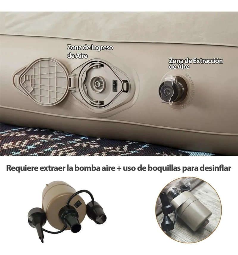 COLCHON INFLABLE PARA DOS PERSONAS CON BOMBA ELE CTRICA INTEGRADA - 3