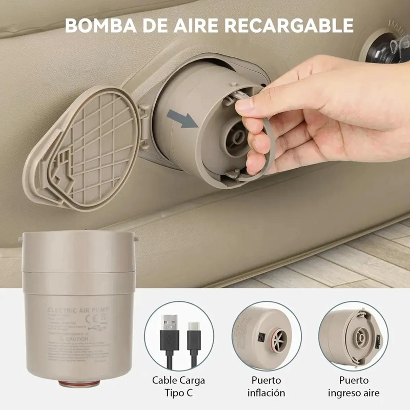 COLCHON INFLABLE PARA DOS PERSONAS CON BOMBA ELE CTRICA INTEGRADA - 4