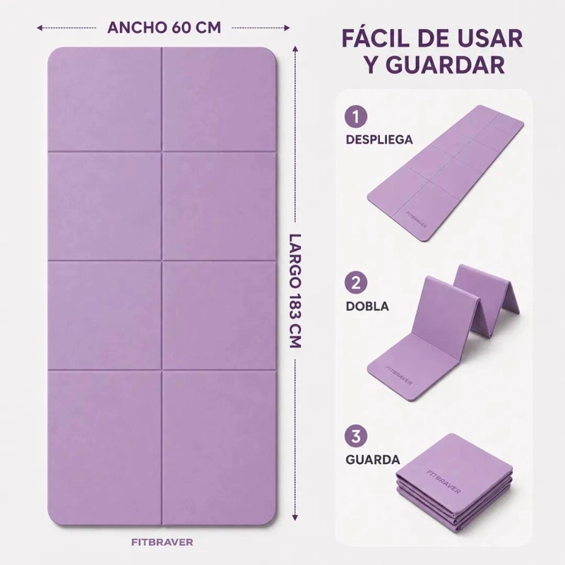 MAT DE YOGA PLEGABLE ANTIDESLIZANTE PARA ABDOMINALES 183X60X0.5 CM - 3