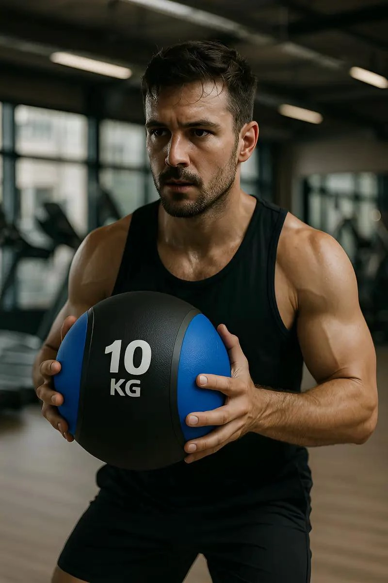 BALON DE PESO CON REBOTE PARA ENTRENAMIENTO FUNCIONAL 10 KG AZUL - 1
