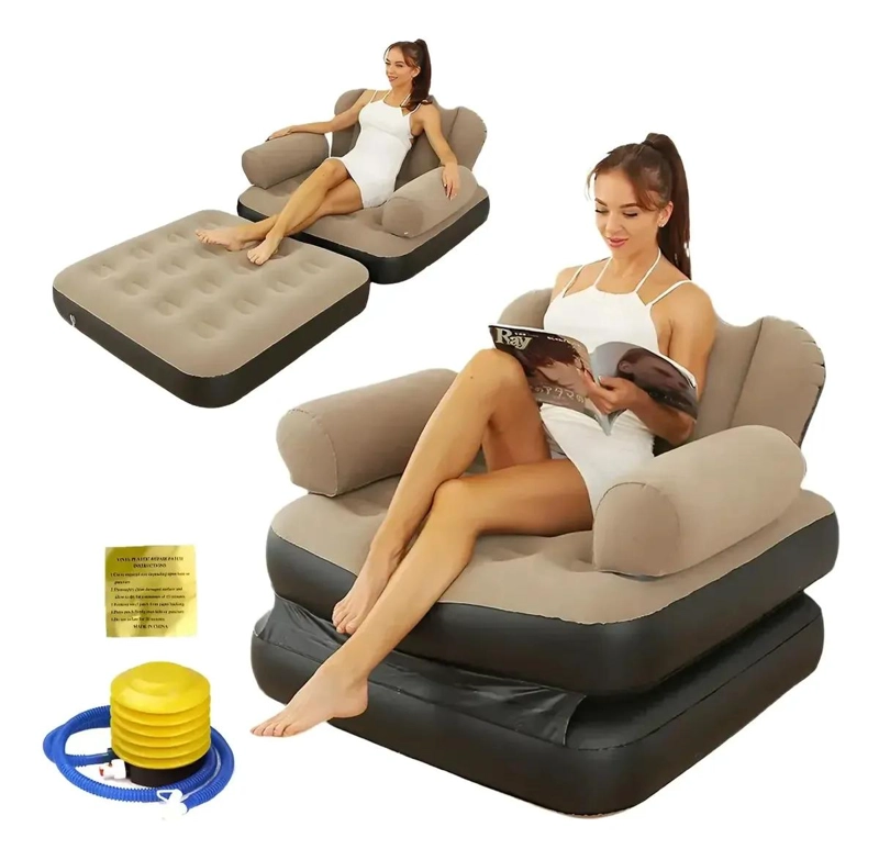 SOFA CAMA INFLABLE PORTATIL EXTRA GRUESO MULTIFUNCIONAL 5 EN 1 - 1