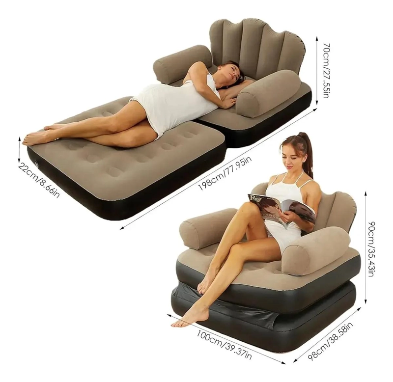 SOFA CAMA INFLABLE PORTATIL EXTRA GRUESO MULTIFUNCIONAL 5 EN 1 - 4