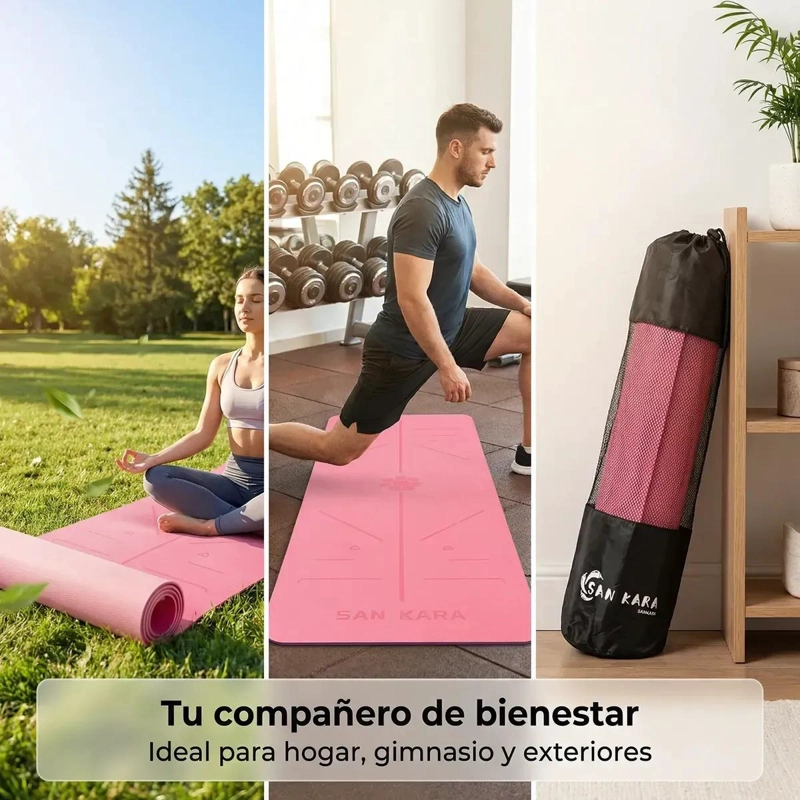 COLCHONETA DE YOGA ECOLOGICA 6MM CON DOBLE COLOR Y ACCESORIOS - 1