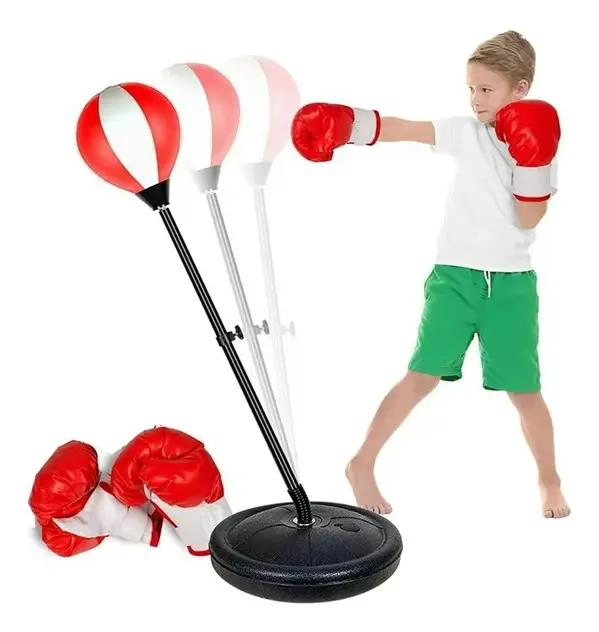 SET DE BOXEO PARA NIÑOS CON GUANTES Y BOLSA AJUSTABLE EN ROJO - 1