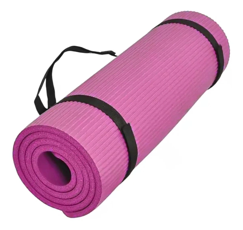 MAT DE YOGA ANTIDESLIZANTE DE GOMA EVA COLOR FUCSIA DE 12MM - 1