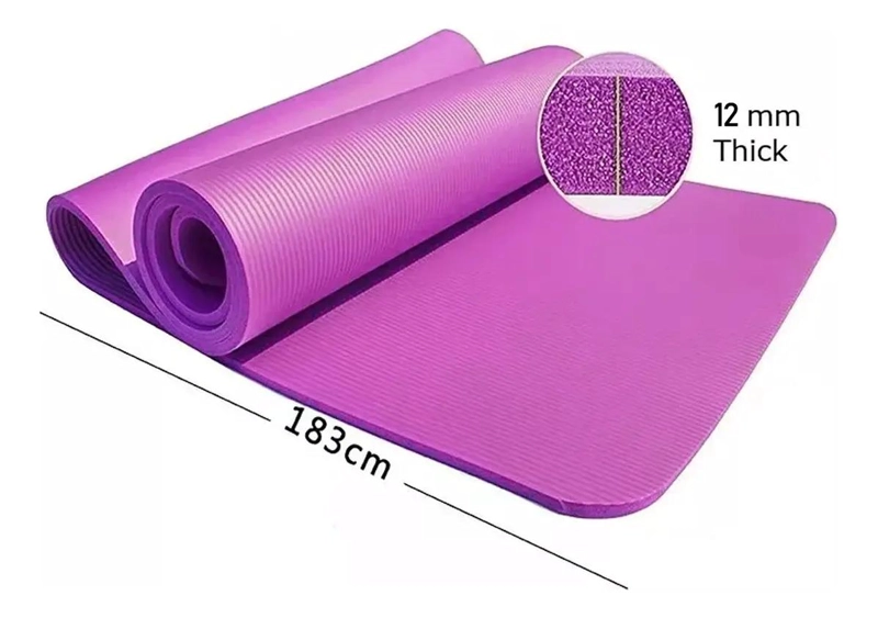 MAT DE YOGA ANTIDESLIZANTE DE GOMA EVA COLOR FUCSIA DE 12MM - 2