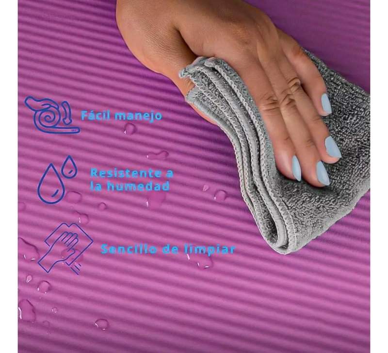 MAT DE YOGA ANTIDESLIZANTE DE GOMA EVA COLOR FUCSIA DE 12MM - 4