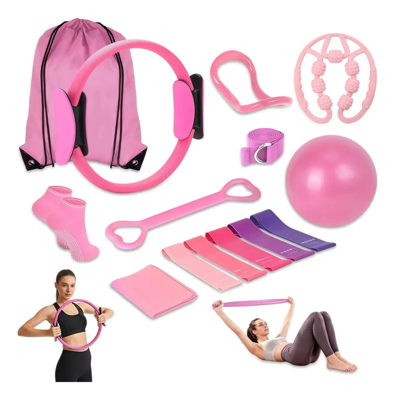 SET COMPLETO DE BANDAS ELASTICAS Y ANILLO PARA YOGA Y PILATES - 1