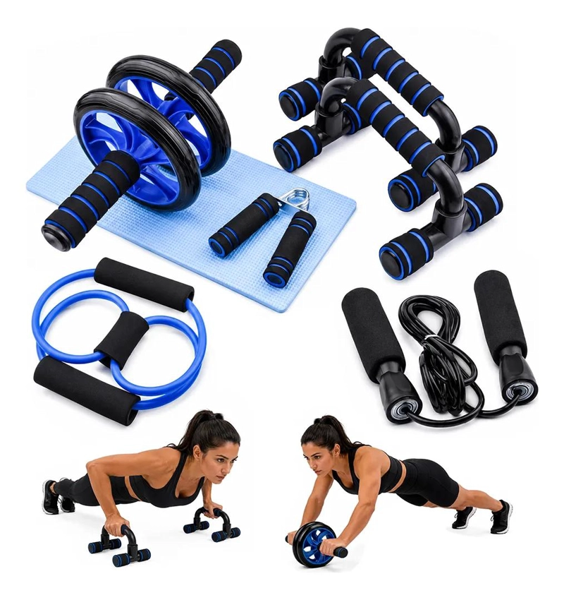 SET DE 7 RUEDAS PARA EJERCICIOS ABDOMINALES EN COLOR AZUL - 1