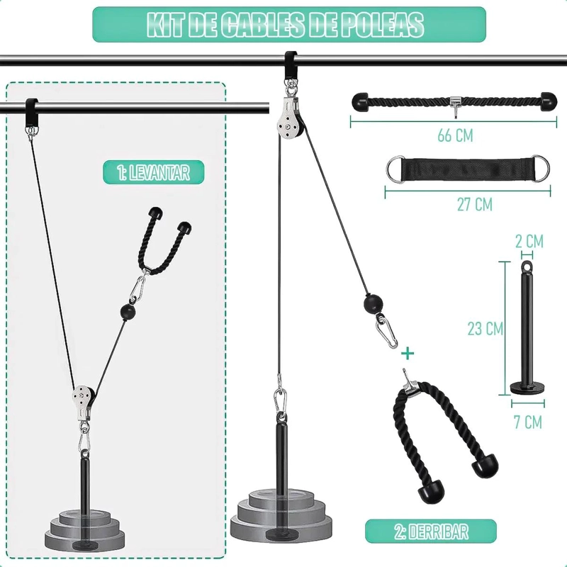 SISTEMA DE POLEA PARA GIMNASIO EN CASA CON ACCESORIOS COMPLETOS - 2